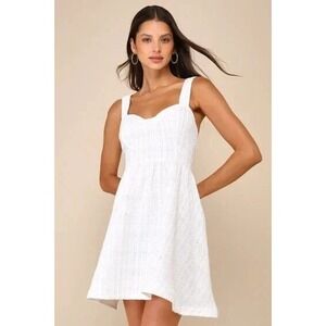 Lulus Tweed Sequin Mini Dress Fit Flare Sweetheart Neckline NWT Ivory S Party